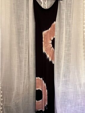 Young Fabulous & Broke Black Maxi Dress with Tan Tie-Dye Accents